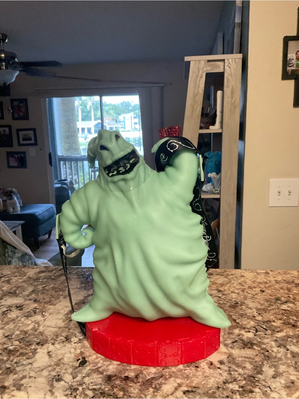 Disney Glow Green Oogie Boogie Habitat Figurine with Red Base Popcorn Bucket